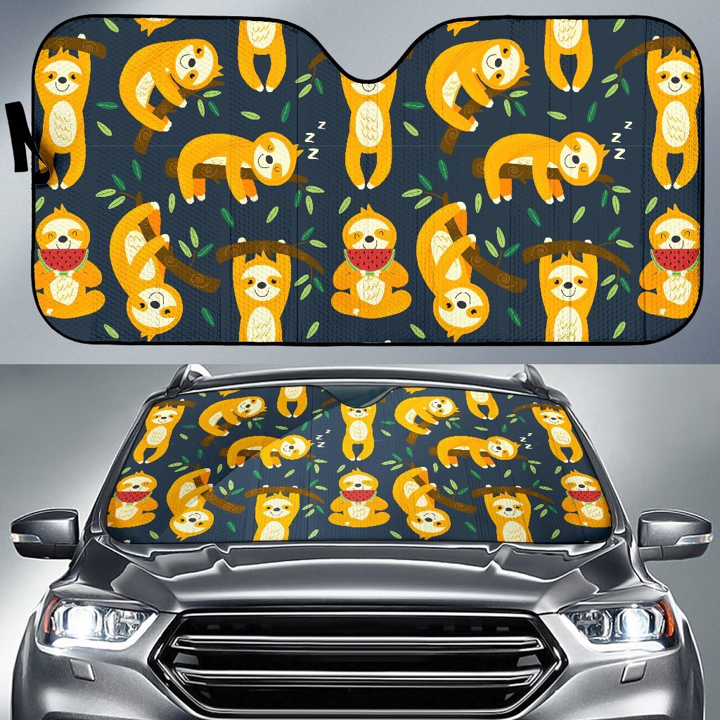 Sloth Print Pattern Car Sun Shade-grizzshop