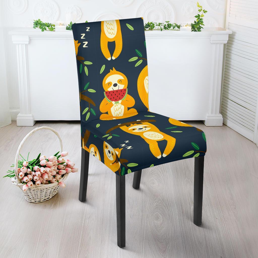 Sloth Print Pattern Chair Cover-grizzshop