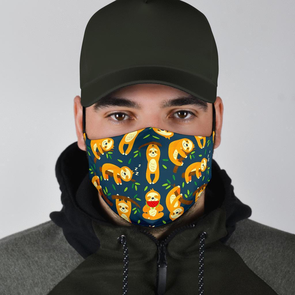 Sloth Print Pattern Face Mask-grizzshop