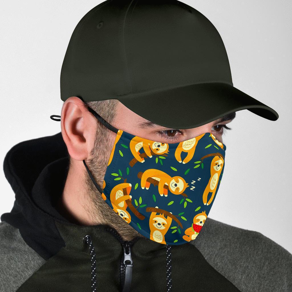 Sloth Print Pattern Face Mask-grizzshop