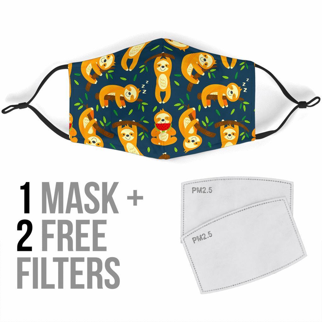 Sloth Print Pattern Face Mask-grizzshop