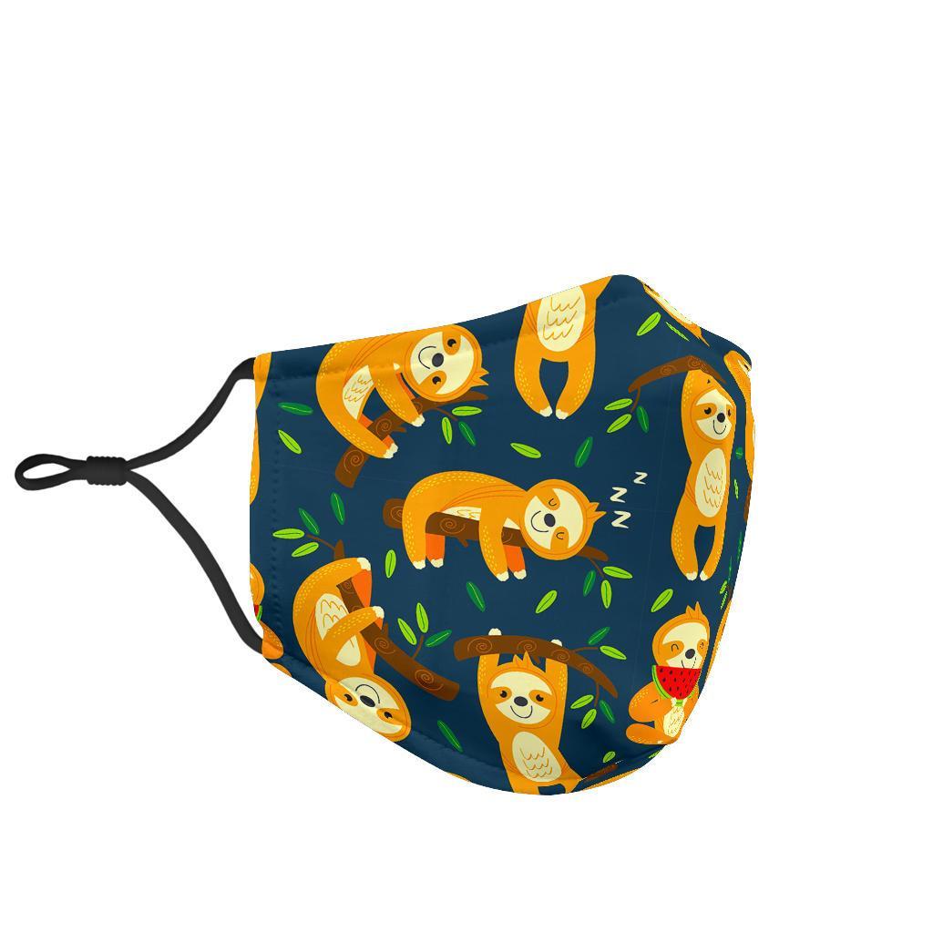 Sloth Print Pattern Face Mask-grizzshop