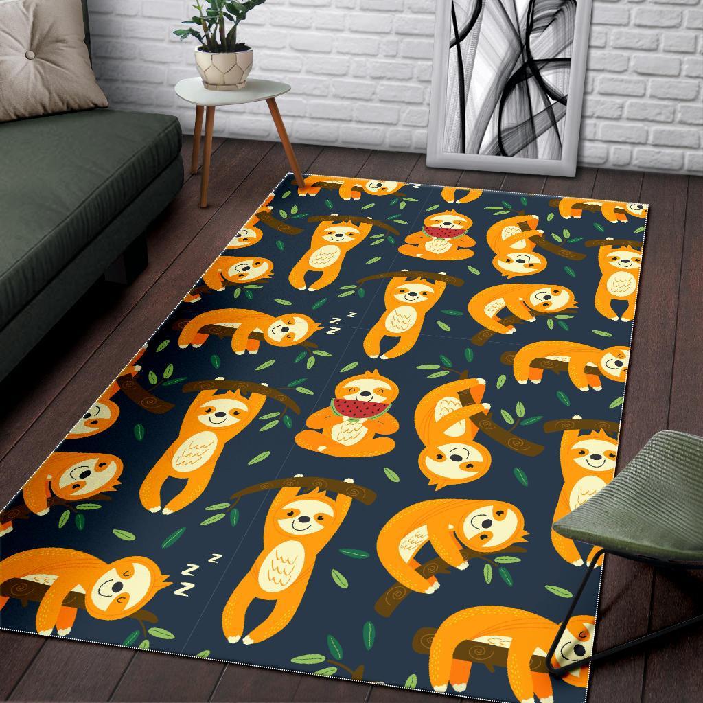 Sloth Print Pattern Floor Mat-grizzshop