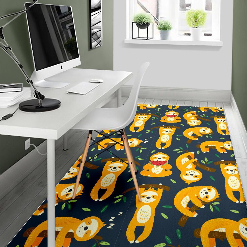 Sloth Print Pattern Floor Mat-grizzshop