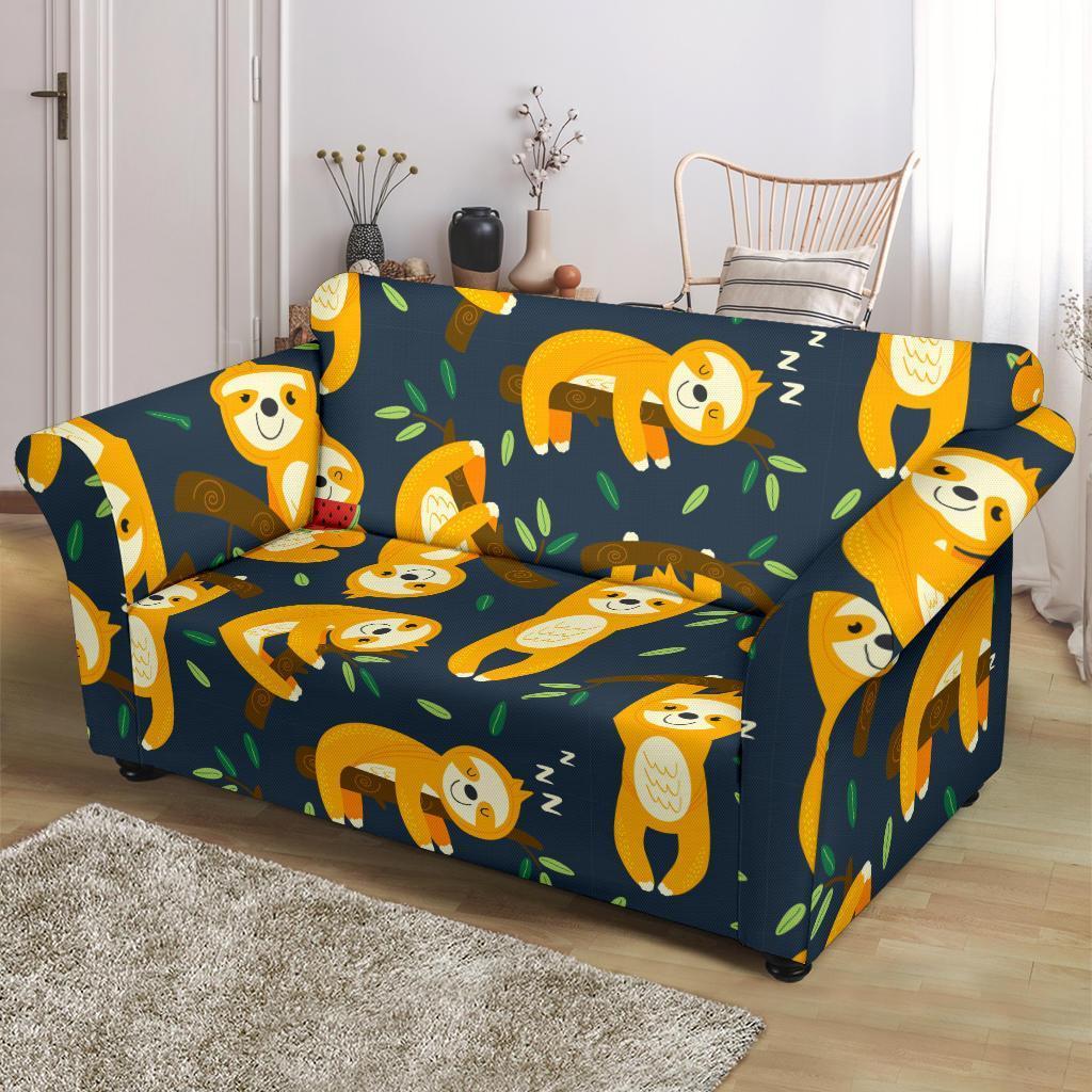 Sloth Print Pattern Loveseat Cover-grizzshop