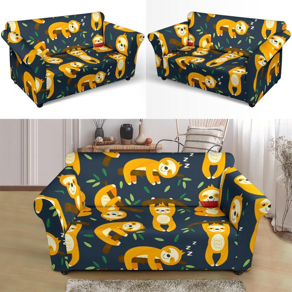 Sloth Print Pattern Loveseat Cover-grizzshop