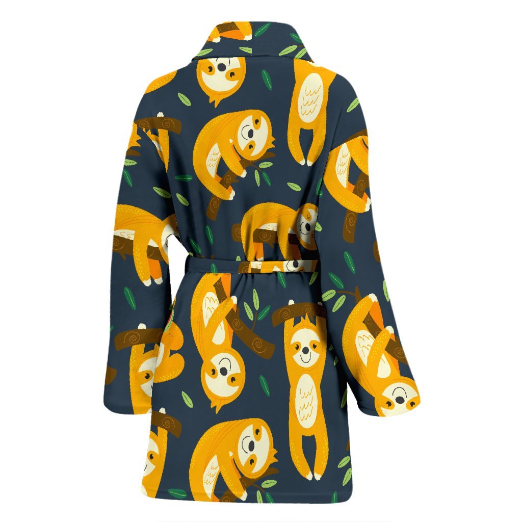 Sloth Print Pattern Print Women Long Robe-grizzshop