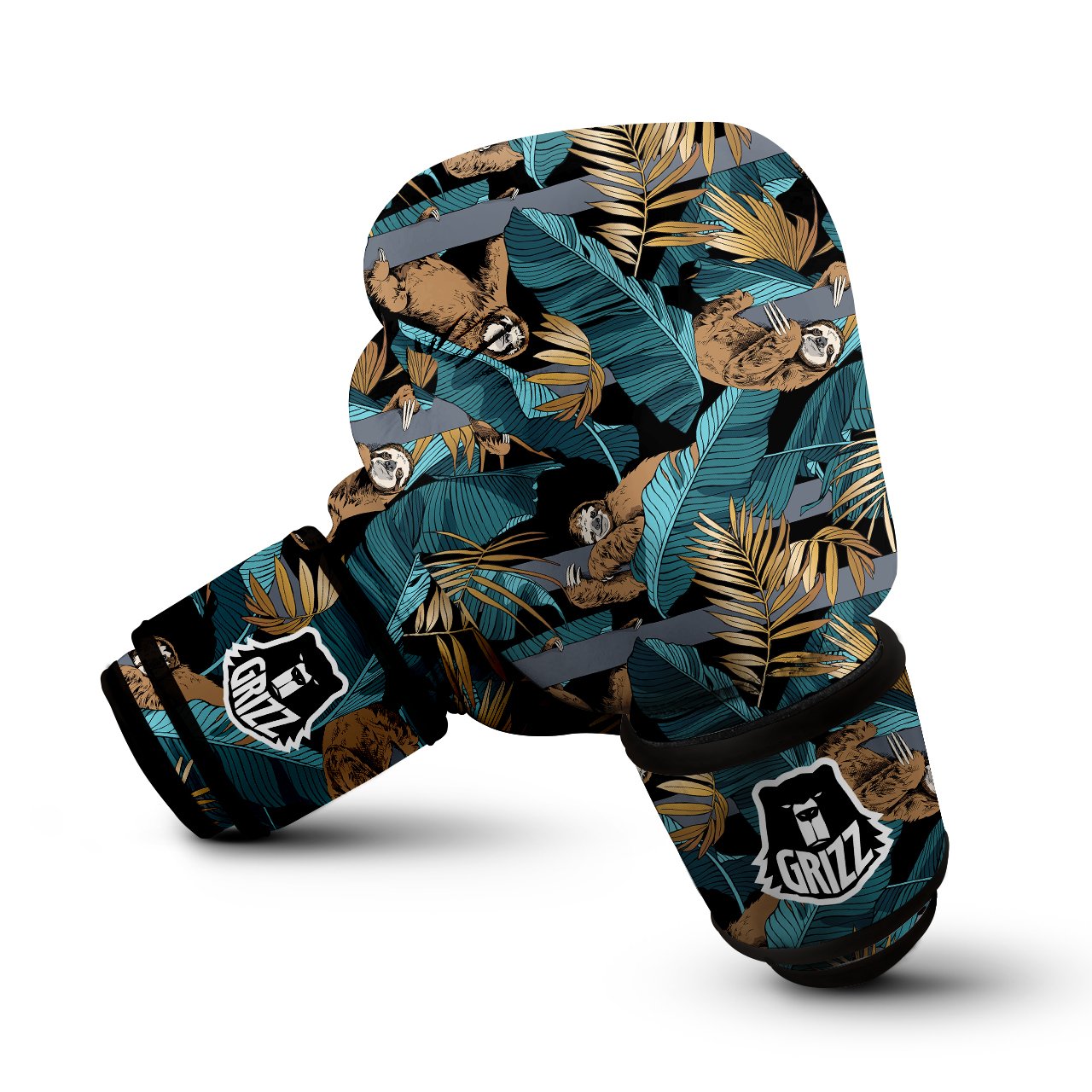 Sloth Tropical Print Pattern Boxing Gloves-grizzshop