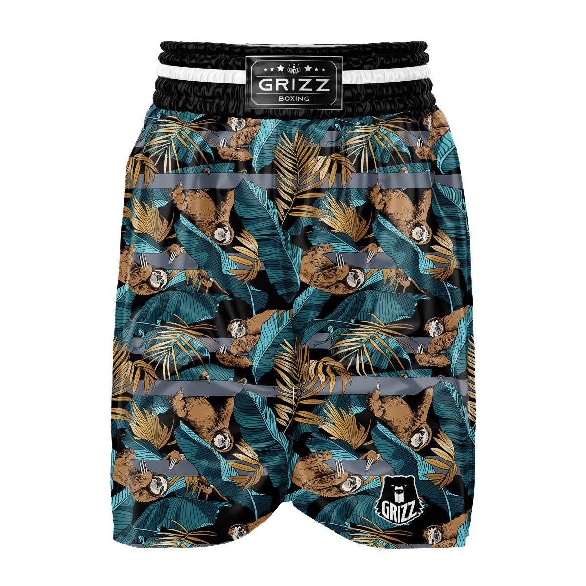 Sloth Tropical Print Pattern Boxing Shorts-grizzshop