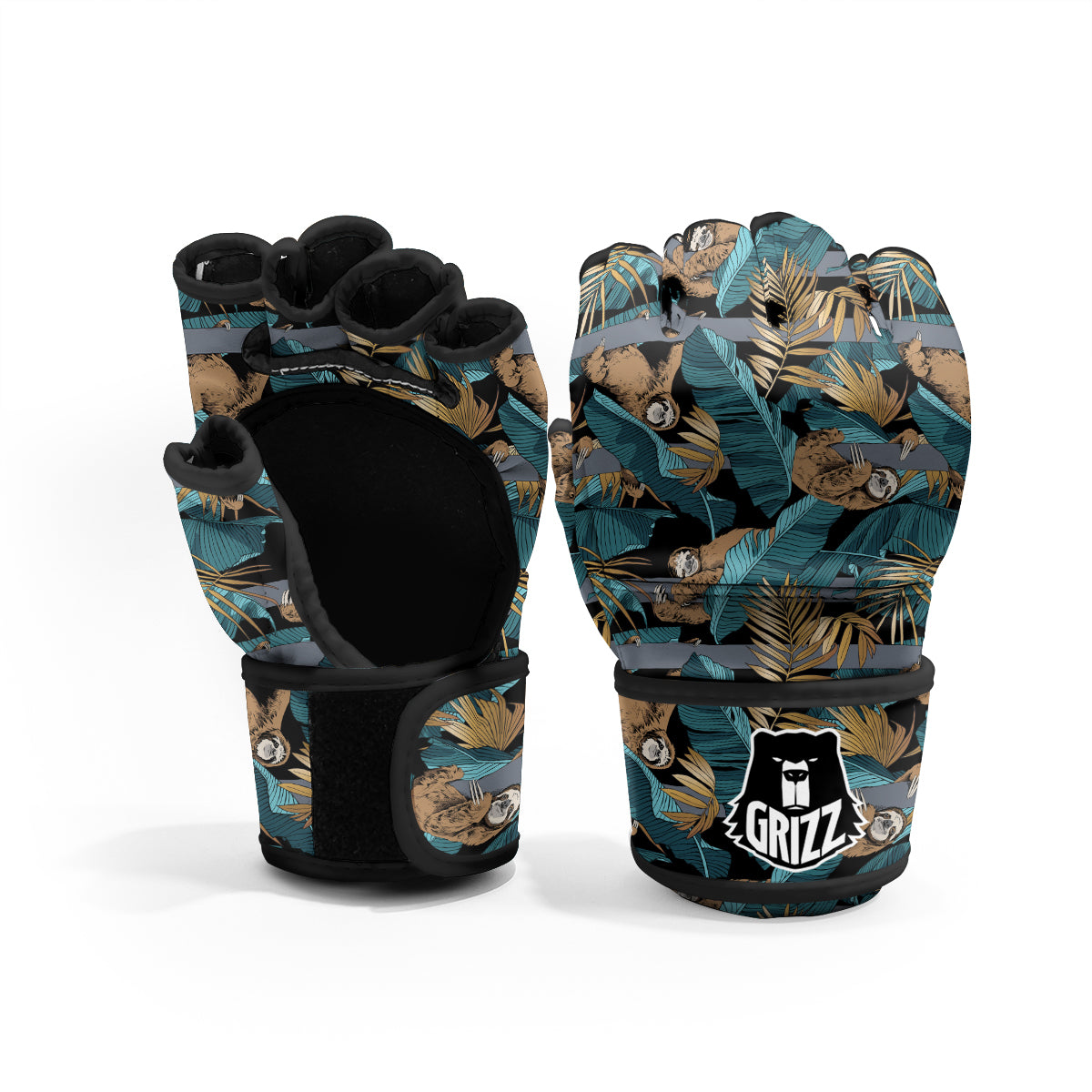 Sloth Tropical Print Pattern MMA Gloves-grizzshop
