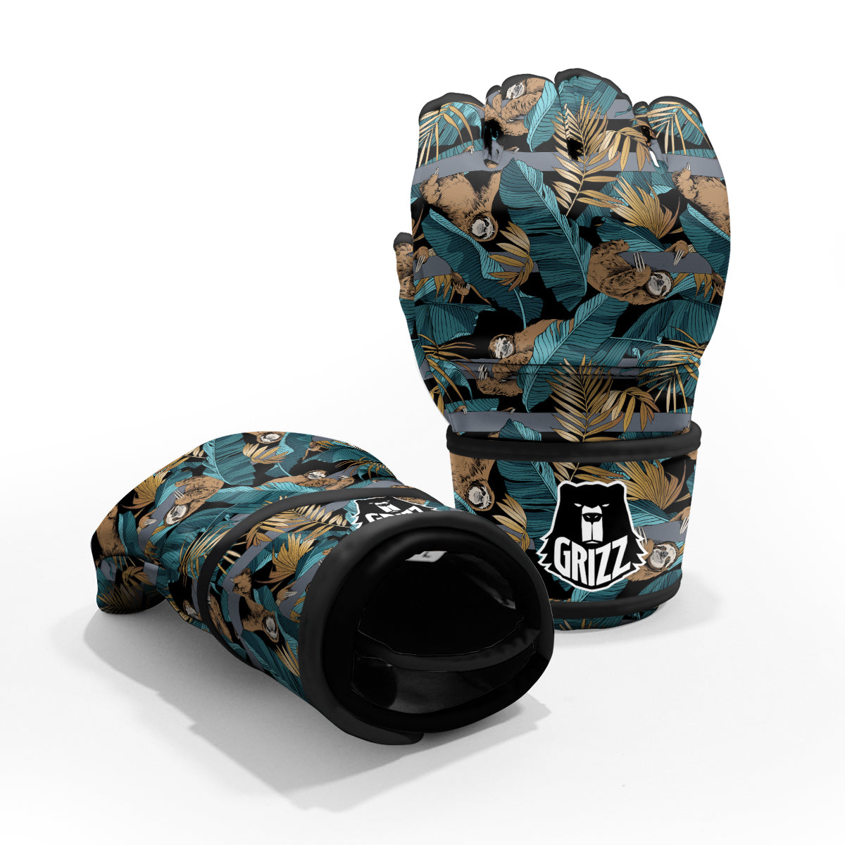 Sloth Tropical Print Pattern MMA Gloves-grizzshop