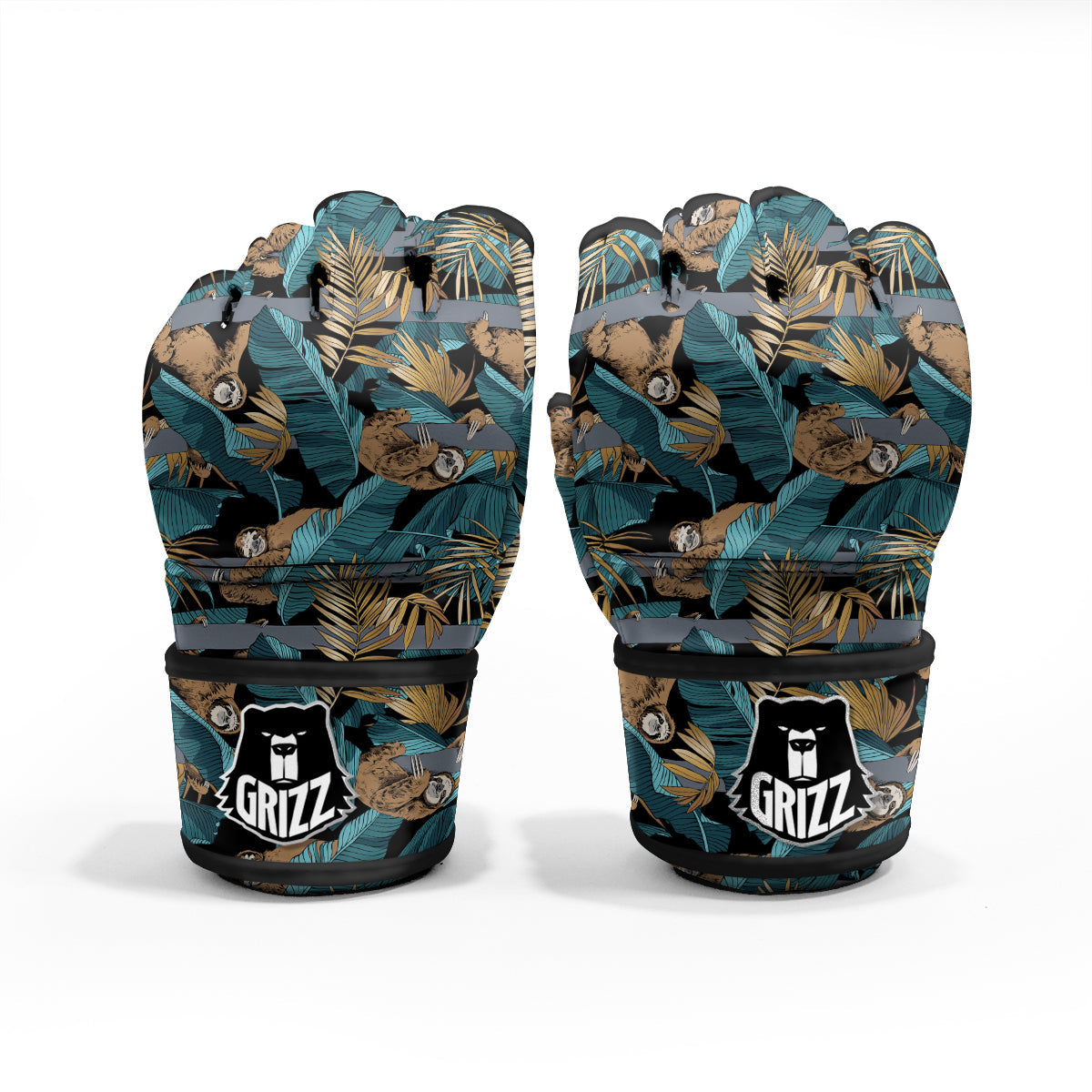 Sloth Tropical Print Pattern MMA Gloves-grizzshop