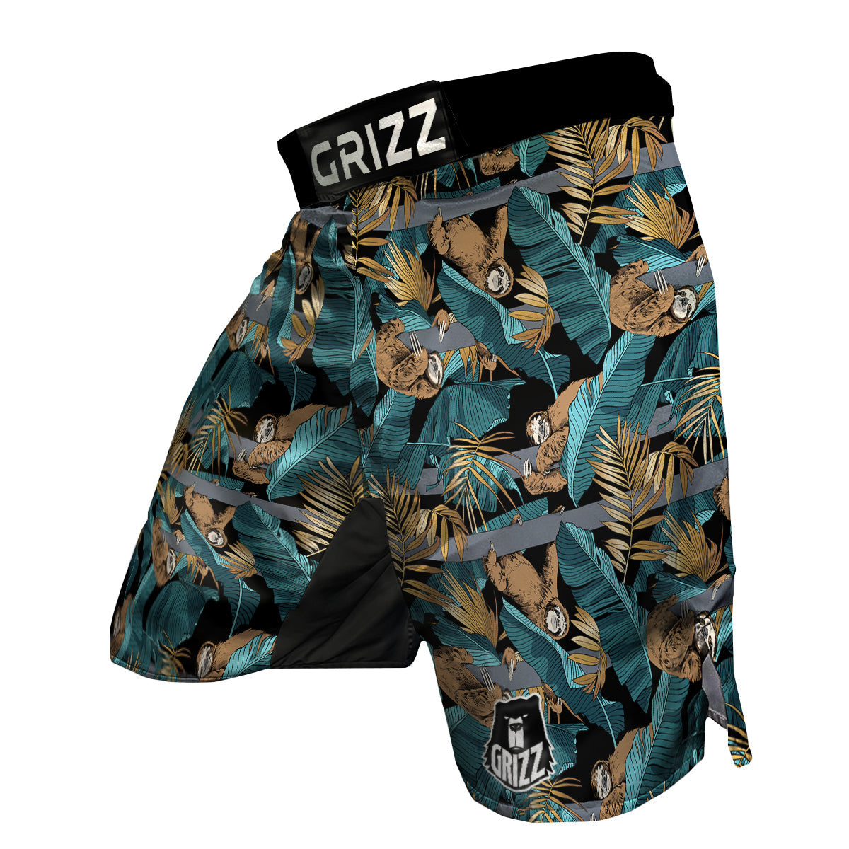 Sloth Tropical Print Pattern MMA Shorts-grizzshop