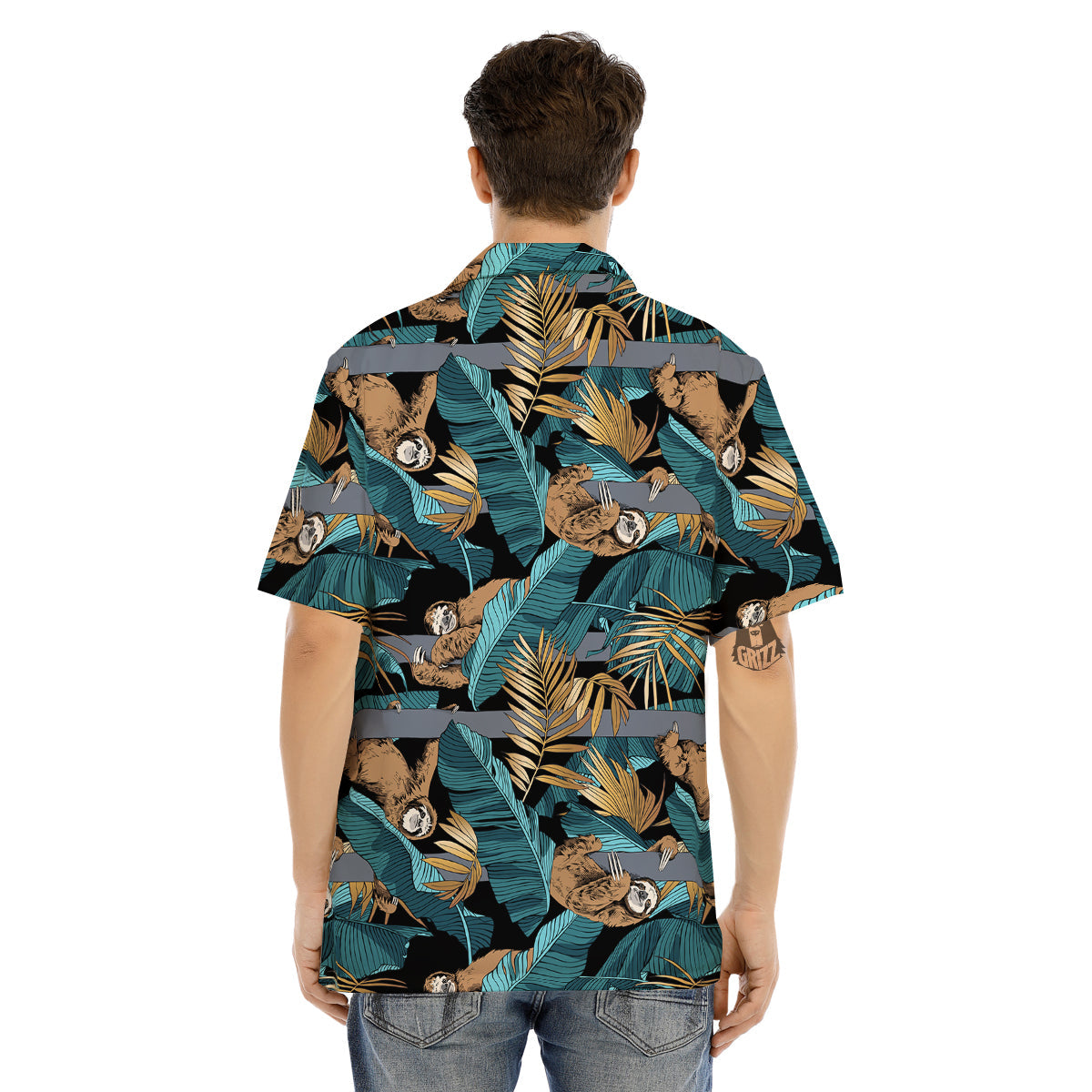 Sloth Tropical Print Pattern Men's Hawaiian Shirt-grizzshop