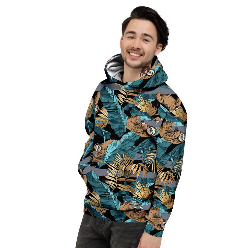 Sloth Tropical Print Pattern Men's Hoodie-grizzshop