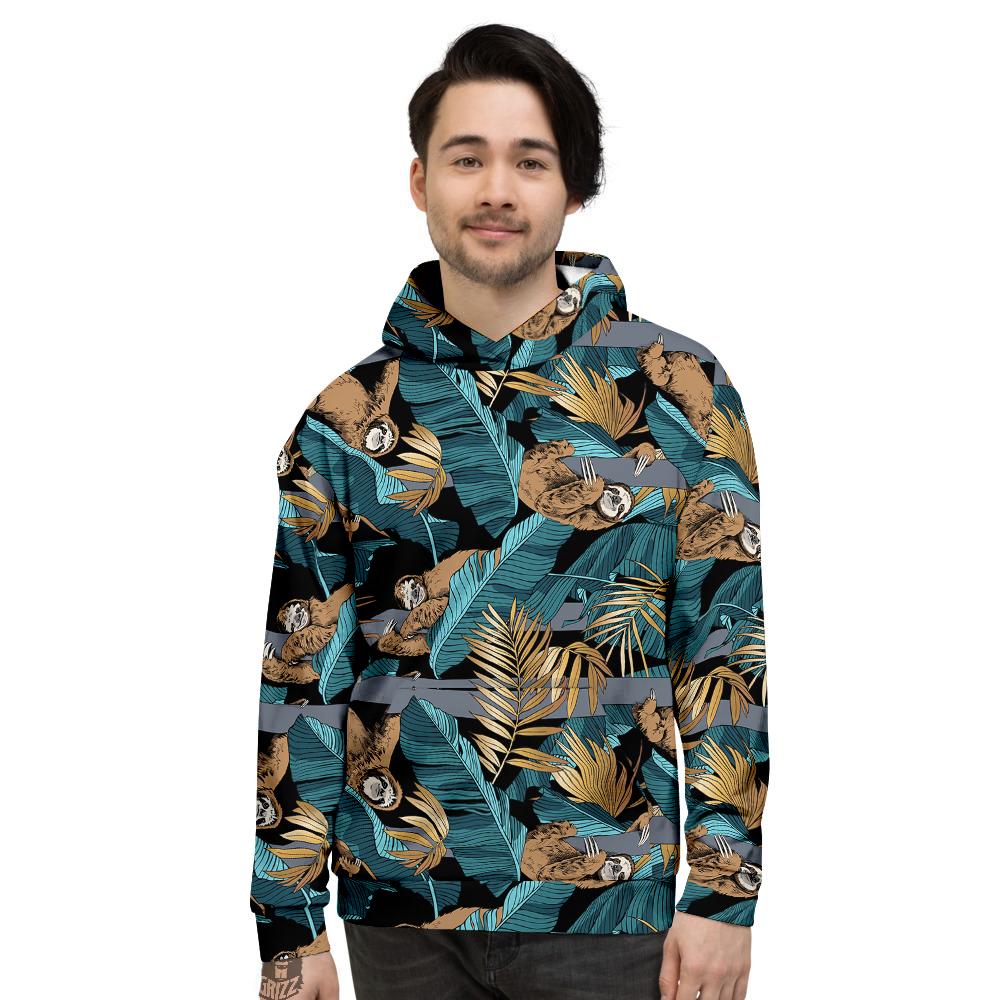 Sloth Tropical Print Pattern Men's Hoodie-grizzshop