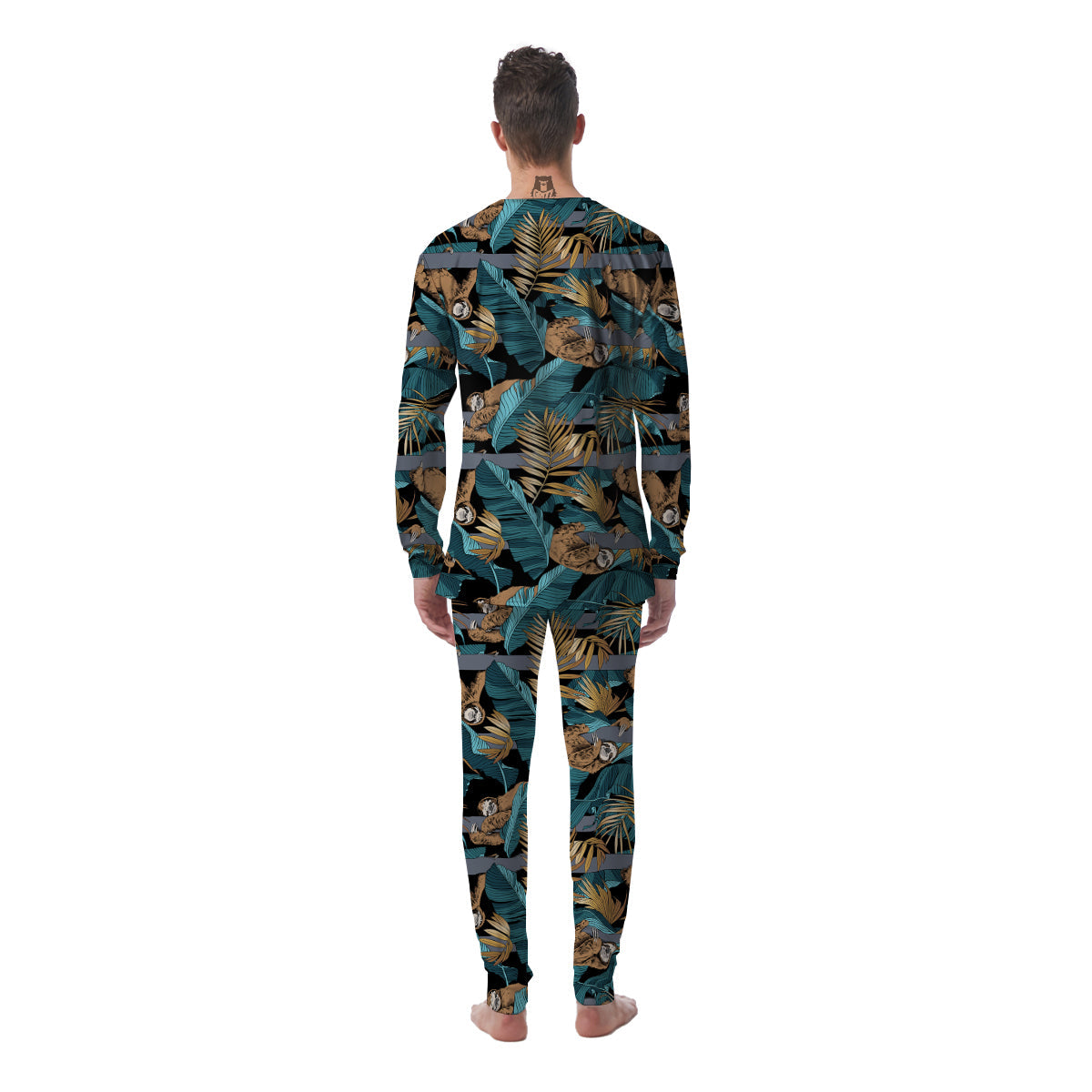 Sloth Tropical Print Pattern Men's Pajamas-grizzshop