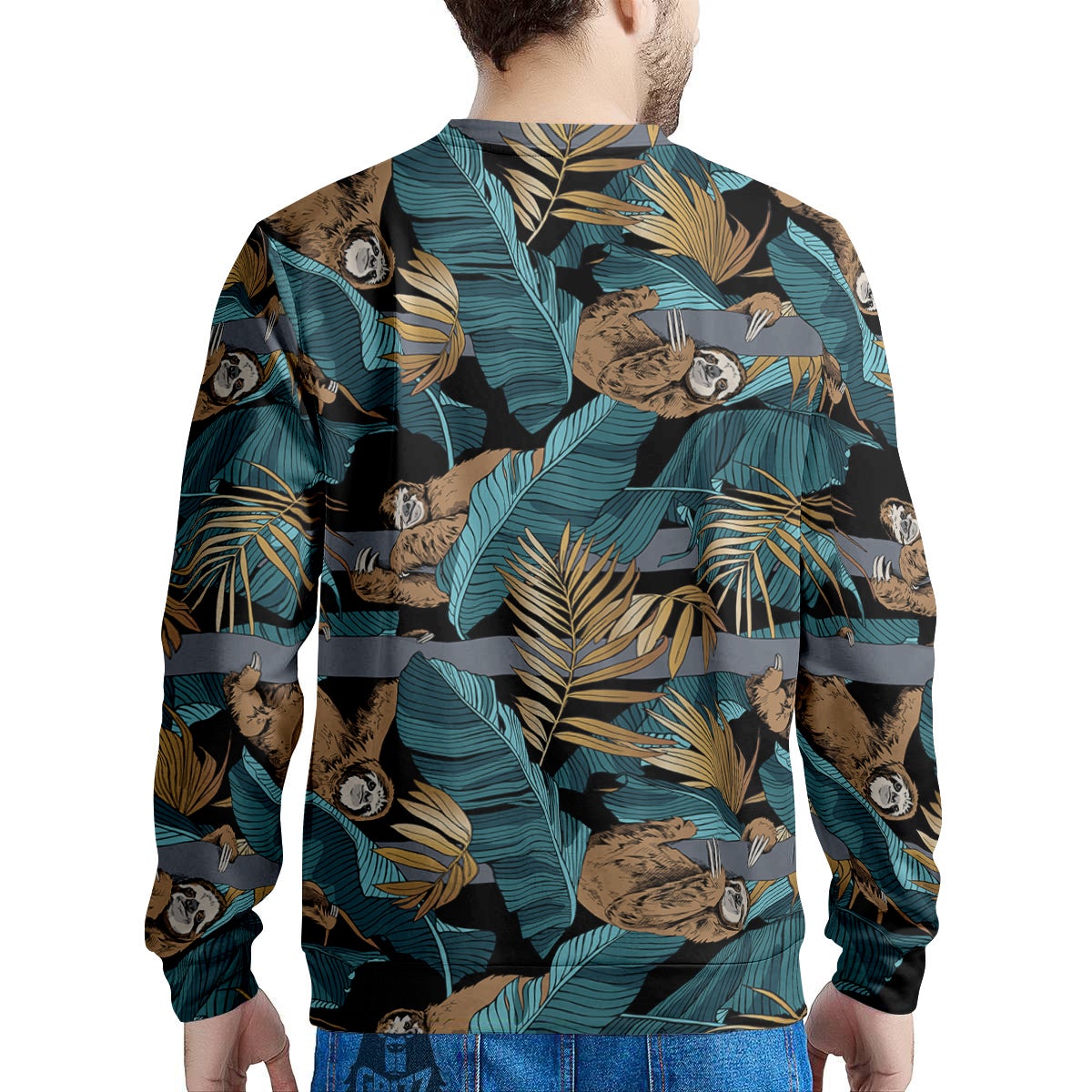 Sloth Tropical Print Pattern Men's Sweatshirt-grizzshop