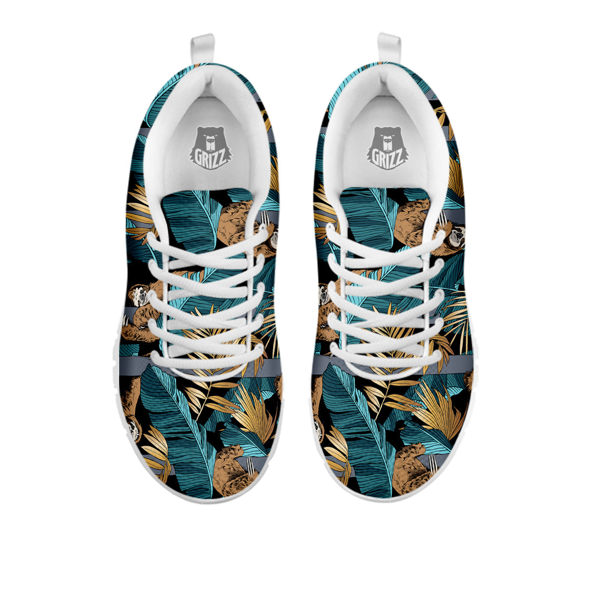 Sloth Tropical Print Pattern White Sneaker-grizzshop