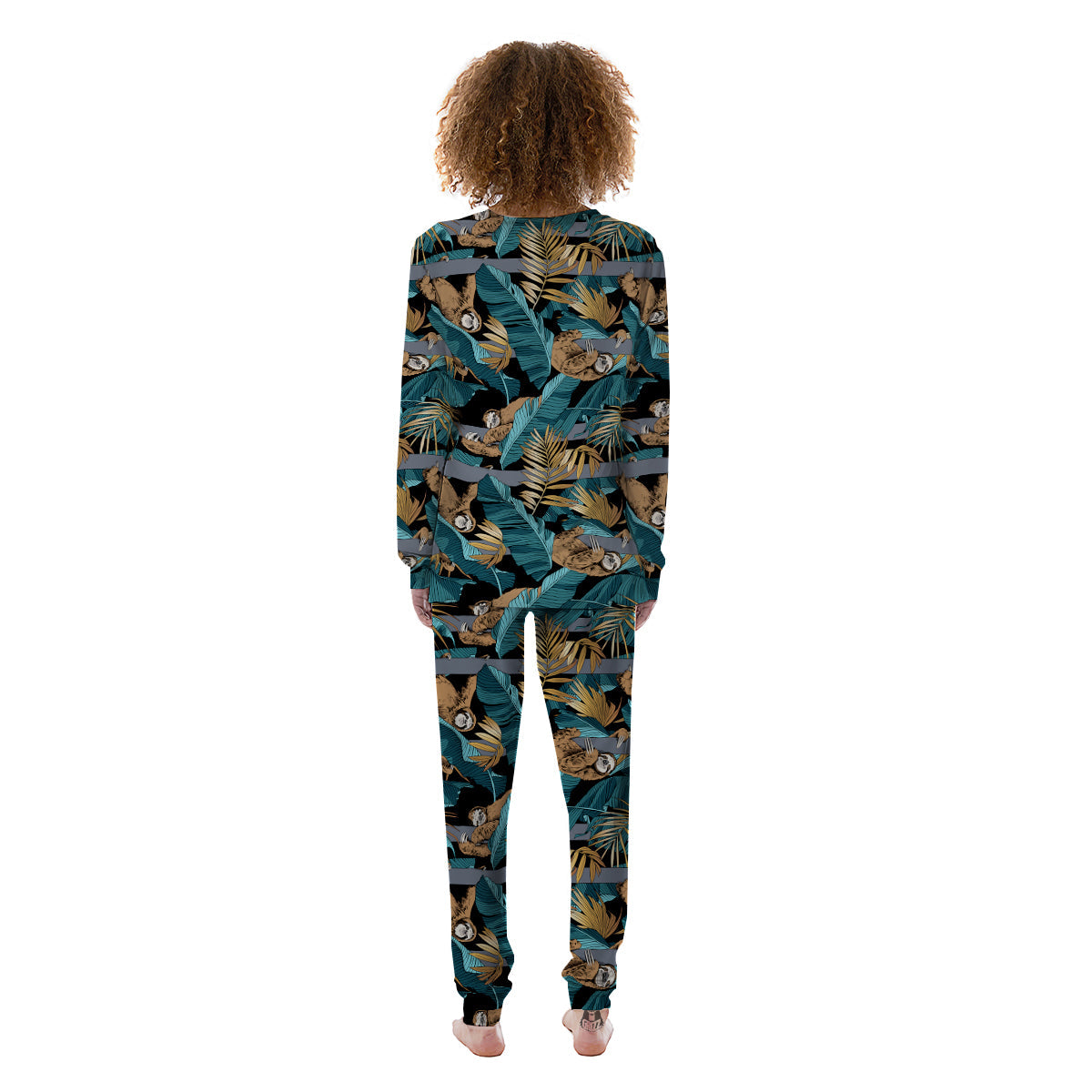 Sloth Tropical Print Pattern Women's Pajamas-grizzshop