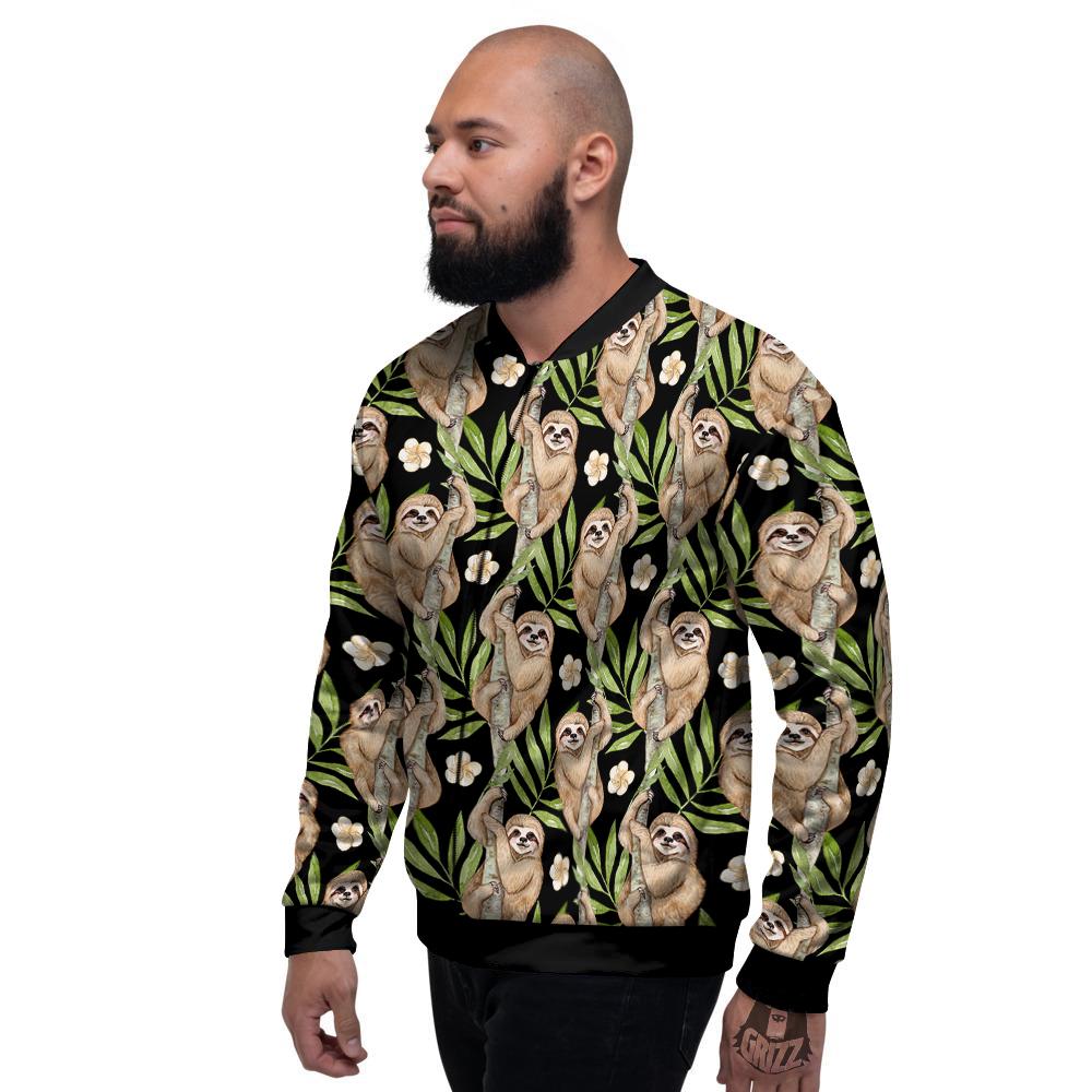 Sloth Watercolor Print Pattern Men's Bomber Jacket-grizzshop