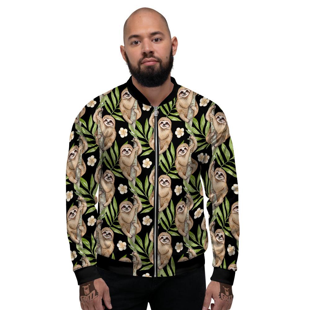 Sloth Watercolor Print Pattern Men's Bomber Jacket-grizzshop