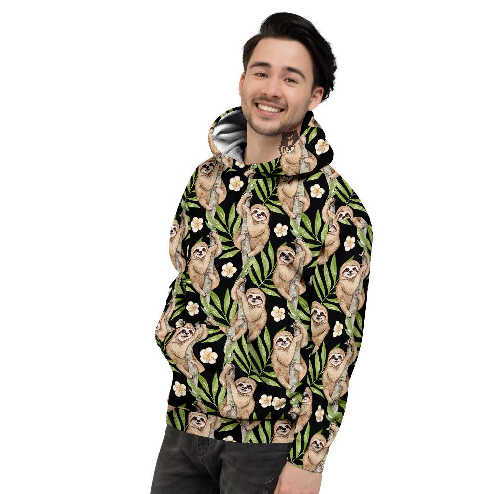 Sloth Watercolor Print Pattern Men's Hoodie-grizzshop