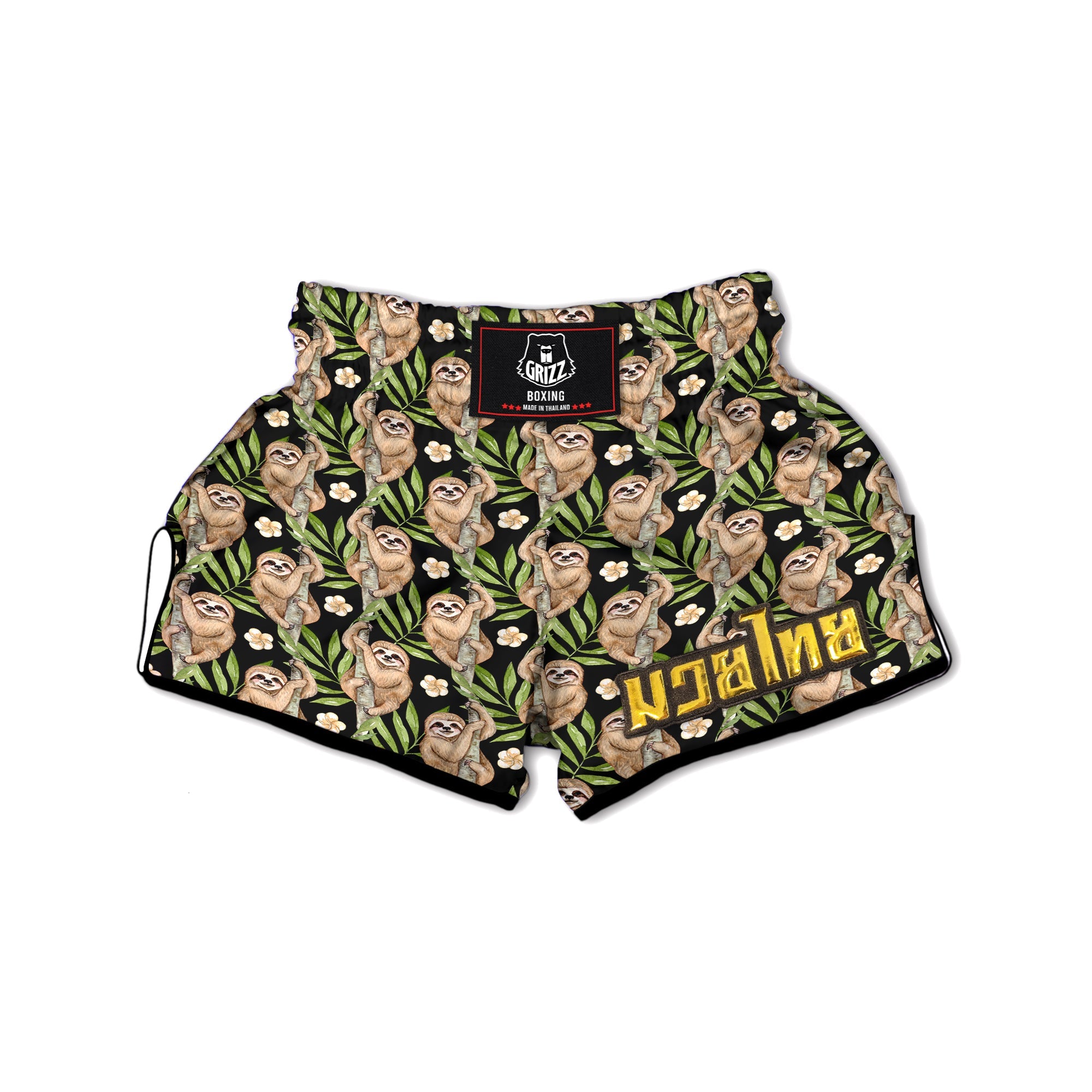 Sloth Watercolor Print Pattern Muay Thai Boxing Shorts-grizzshop
