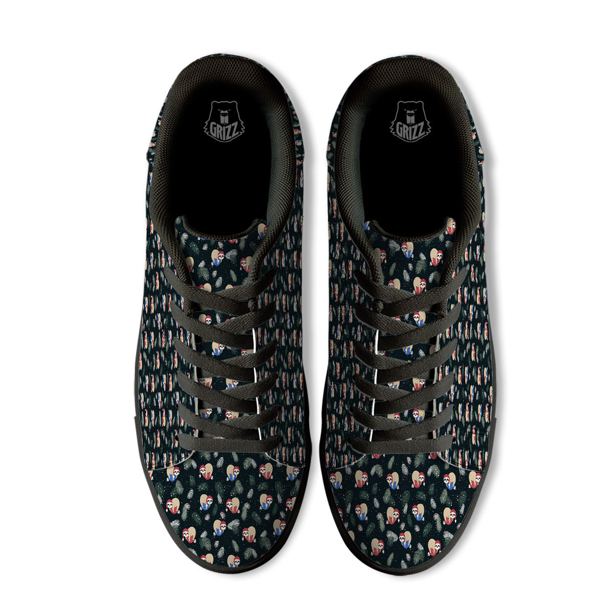 Sloths Sleeping Christmas Print Pattern Black Low Top Sneakers-grizzshop