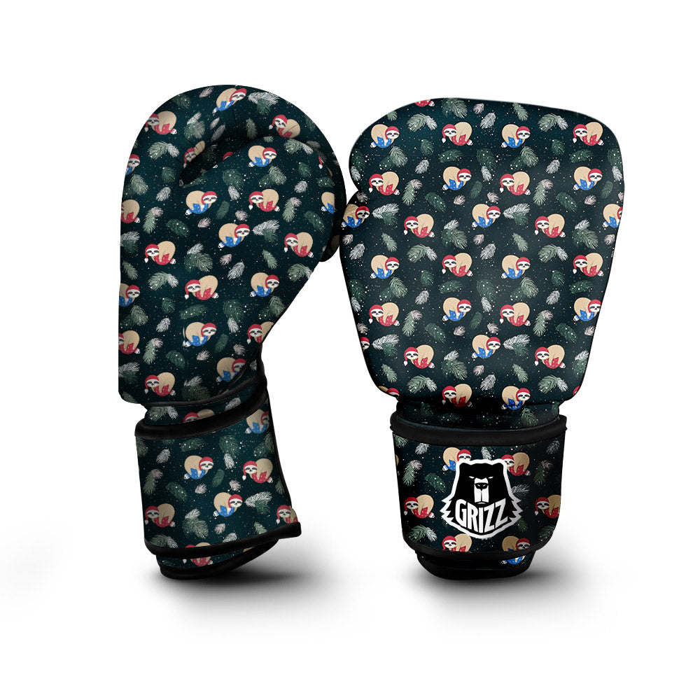 Sloths Sleeping Christmas Print Pattern Boxing Gloves-grizzshop