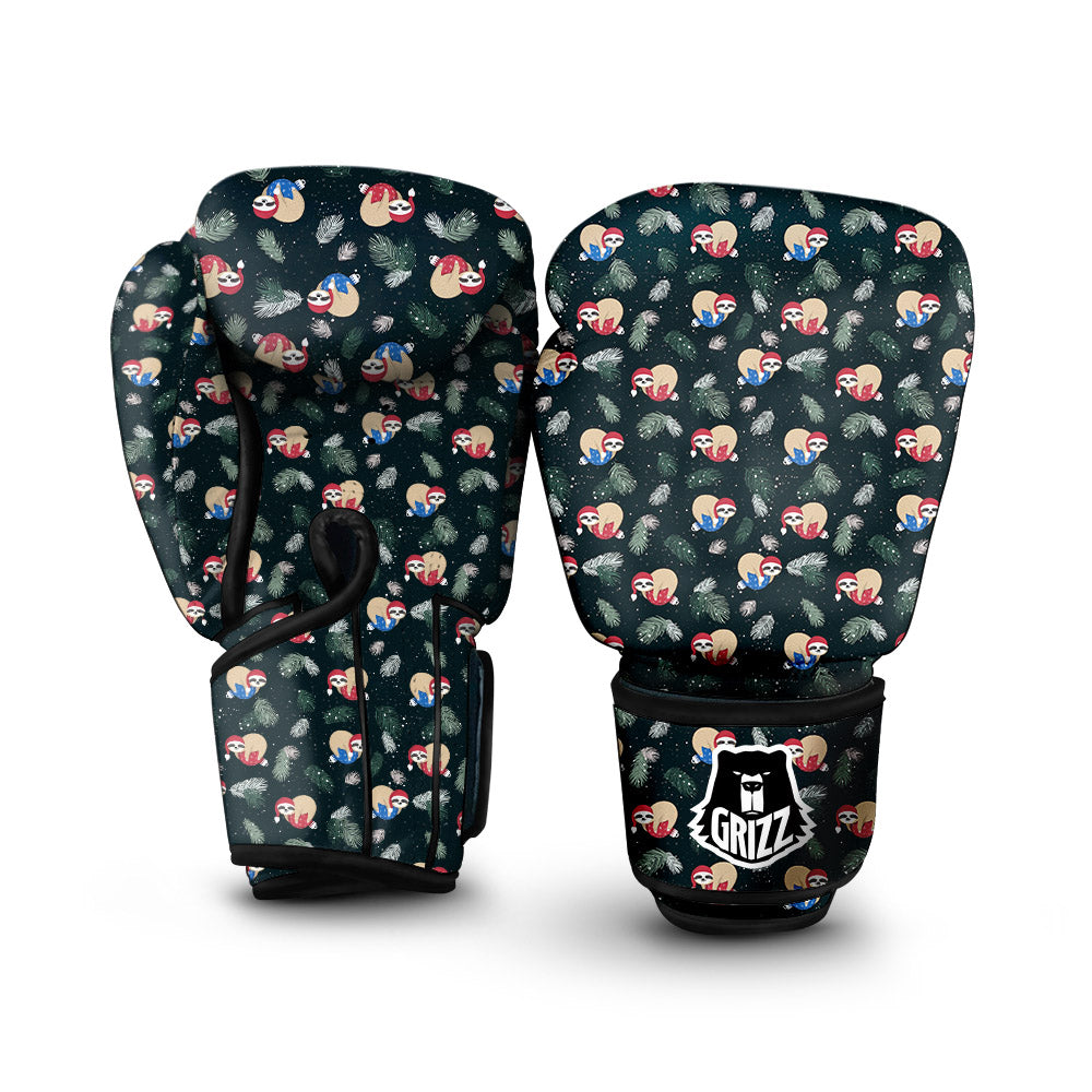Sloths Sleeping Christmas Print Pattern Boxing Gloves-grizzshop