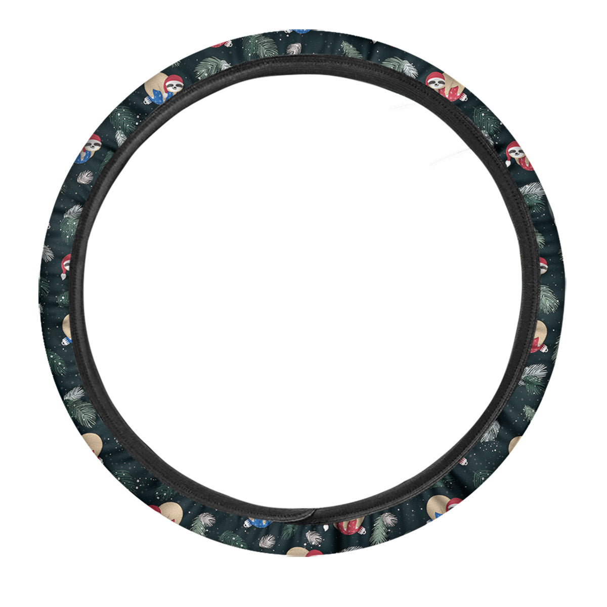 Sloths Sleeping Christmas Print Pattern Car Steering Wheel Cover-grizzshop