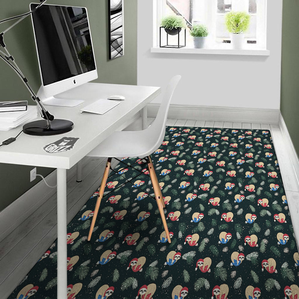 Sloths Sleeping Christmas Print Pattern Floor Mat-grizzshop