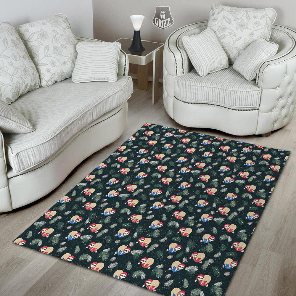 Sloths Sleeping Christmas Print Pattern Floor Mat-grizzshop