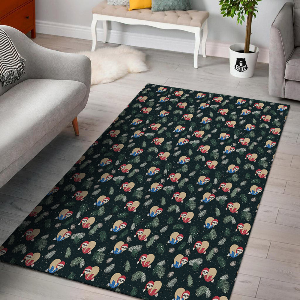 Sloths Sleeping Christmas Print Pattern Floor Mat-grizzshop