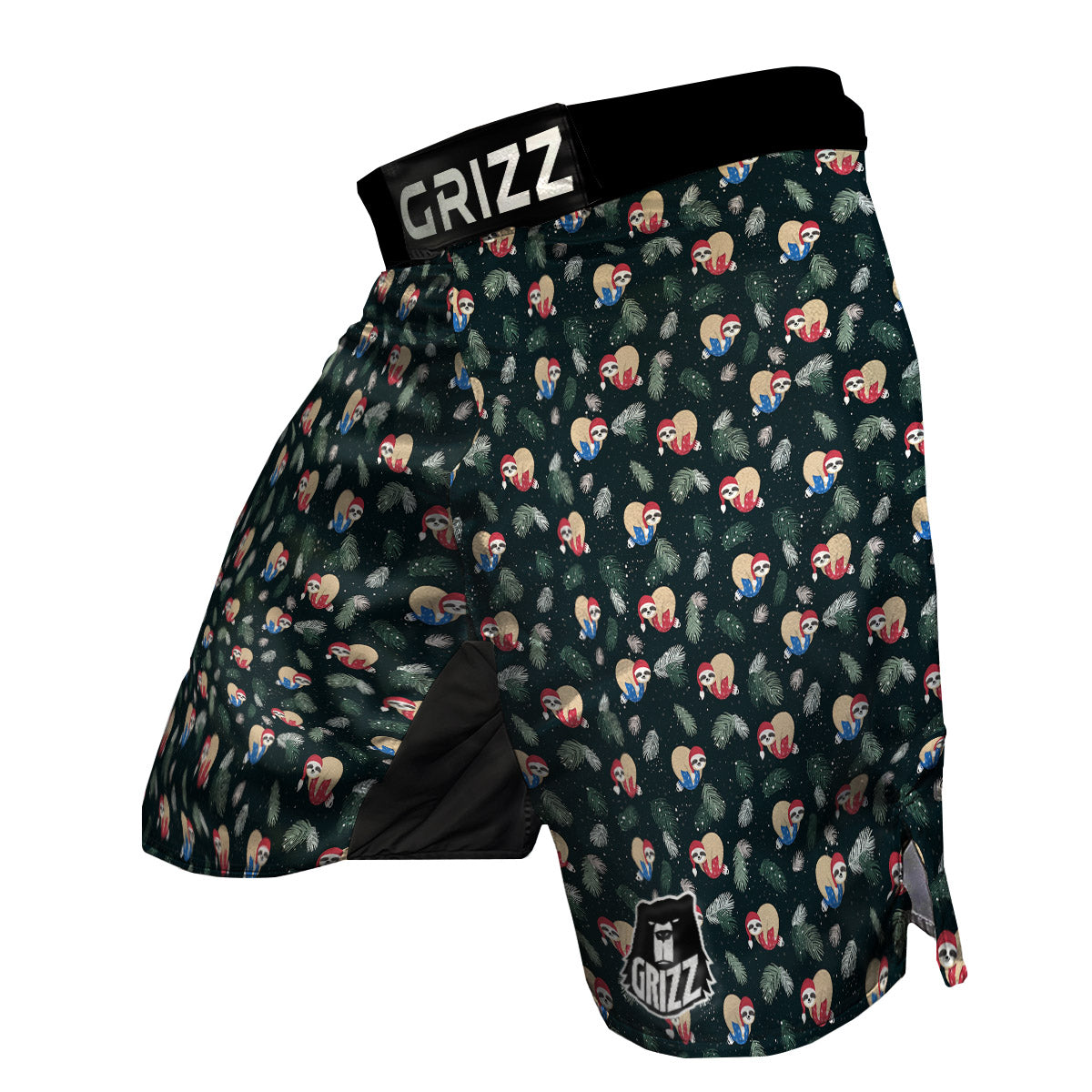 Sloths Sleeping Christmas Print Pattern MMA Shorts-grizzshop