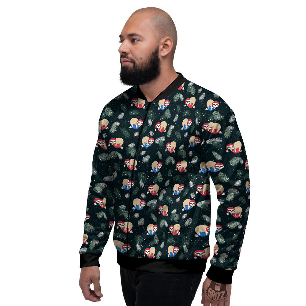 Sloths Sleeping Christmas Print Pattern Men's Bomber Jacket-grizzshop