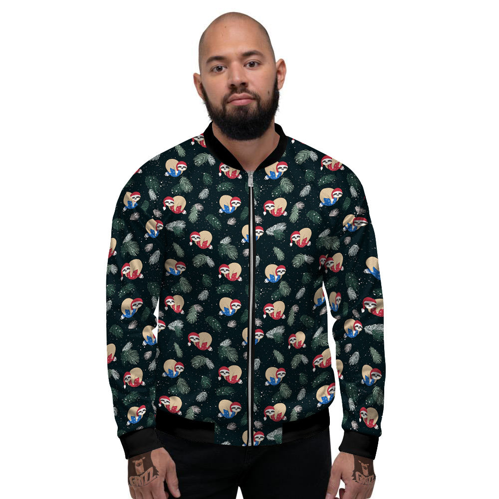 Sloths Sleeping Christmas Print Pattern Men's Bomber Jacket-grizzshop