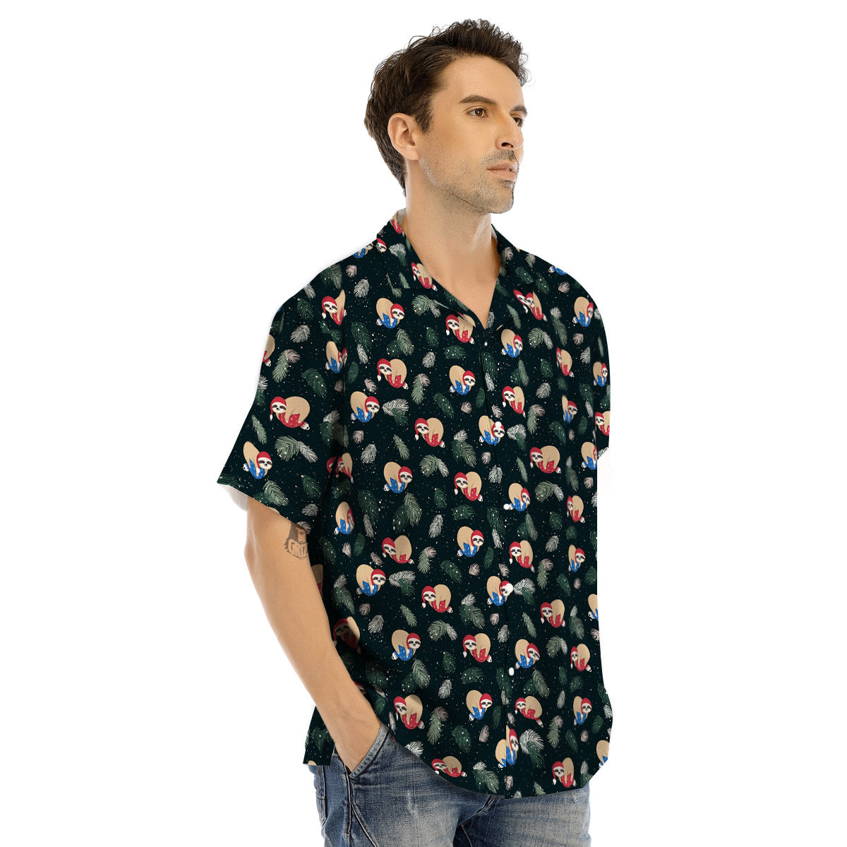 Sloths Sleeping Christmas Print Pattern Men's Hawaiian Shirt-grizzshop