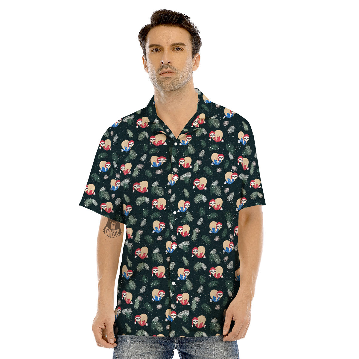 Sloths Sleeping Christmas Print Pattern Men's Hawaiian Shirt-grizzshop
