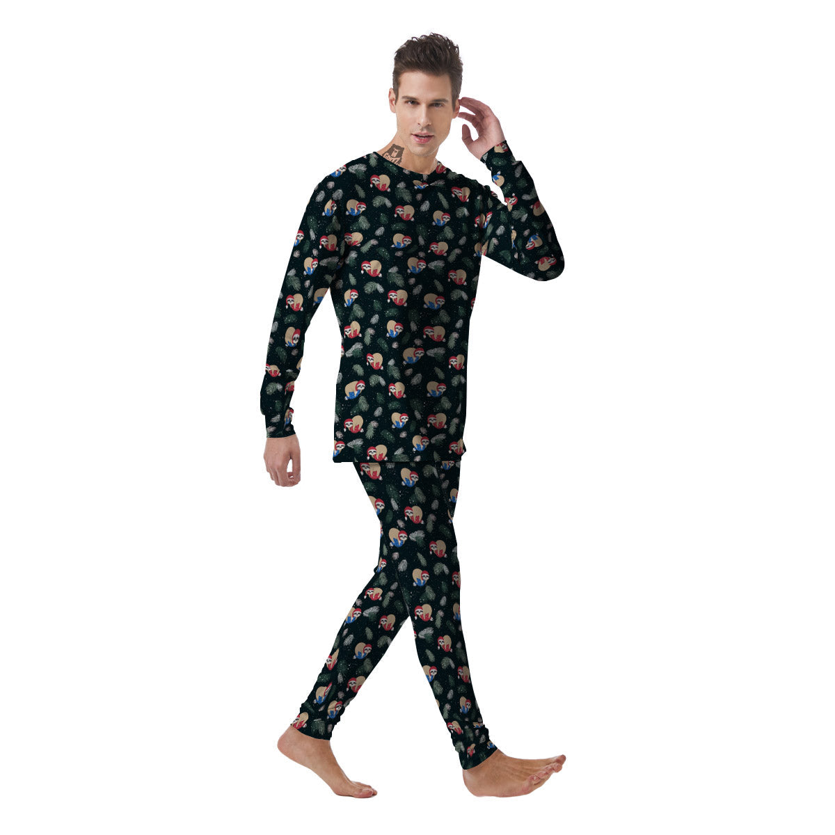 Sloths Sleeping Christmas Print Pattern Men's Pajamas-grizzshop