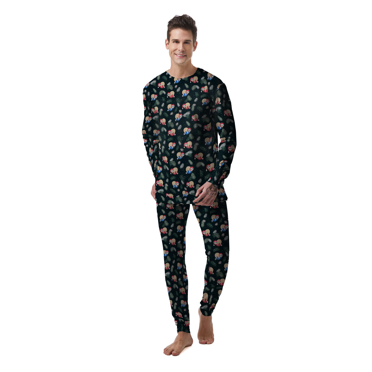 Sloths Sleeping Christmas Print Pattern Men's Pajamas-grizzshop