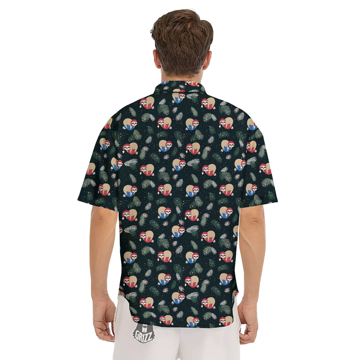 Sloths Sleeping Christmas Print Pattern Men's Short Sleeve Shirts-grizzshop