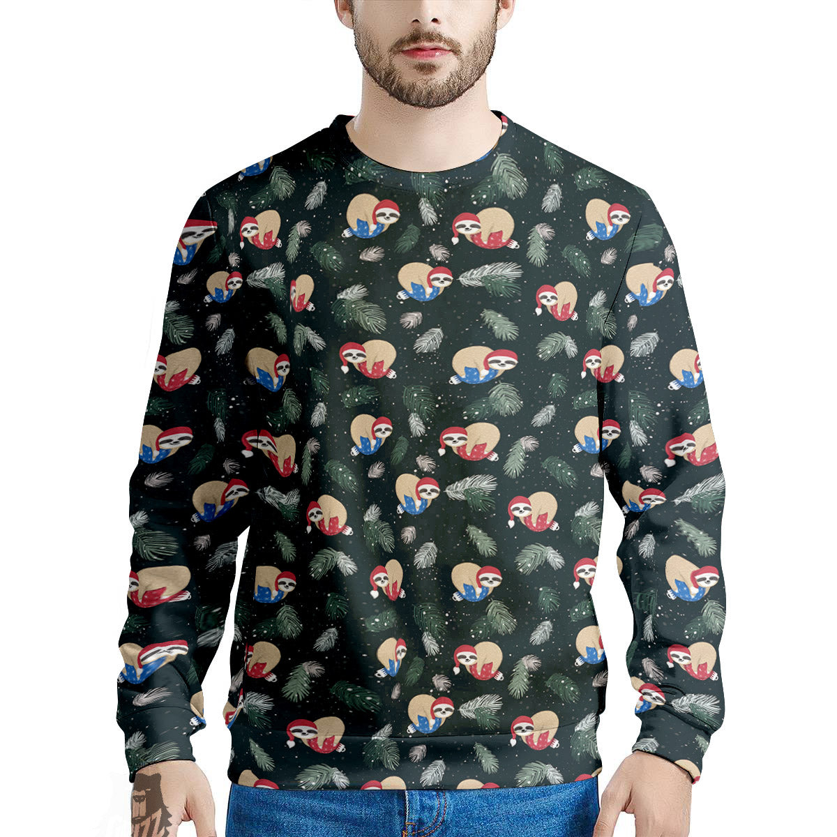 Sloths Sleeping Christmas Print Pattern Men's Sweatshirt-grizzshop