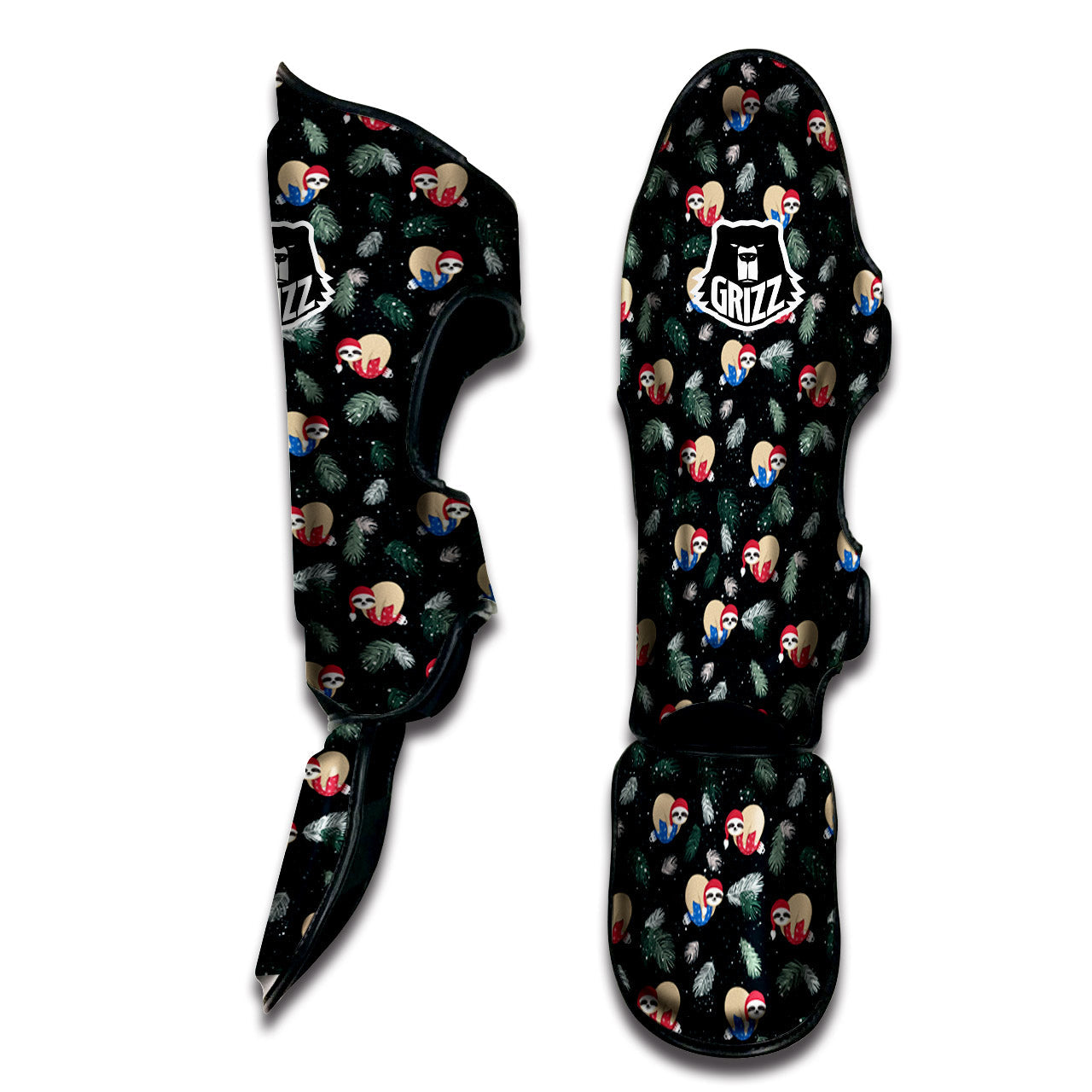 Sloths Sleeping Christmas Print Pattern Muay Thai Shin Guards-grizzshop