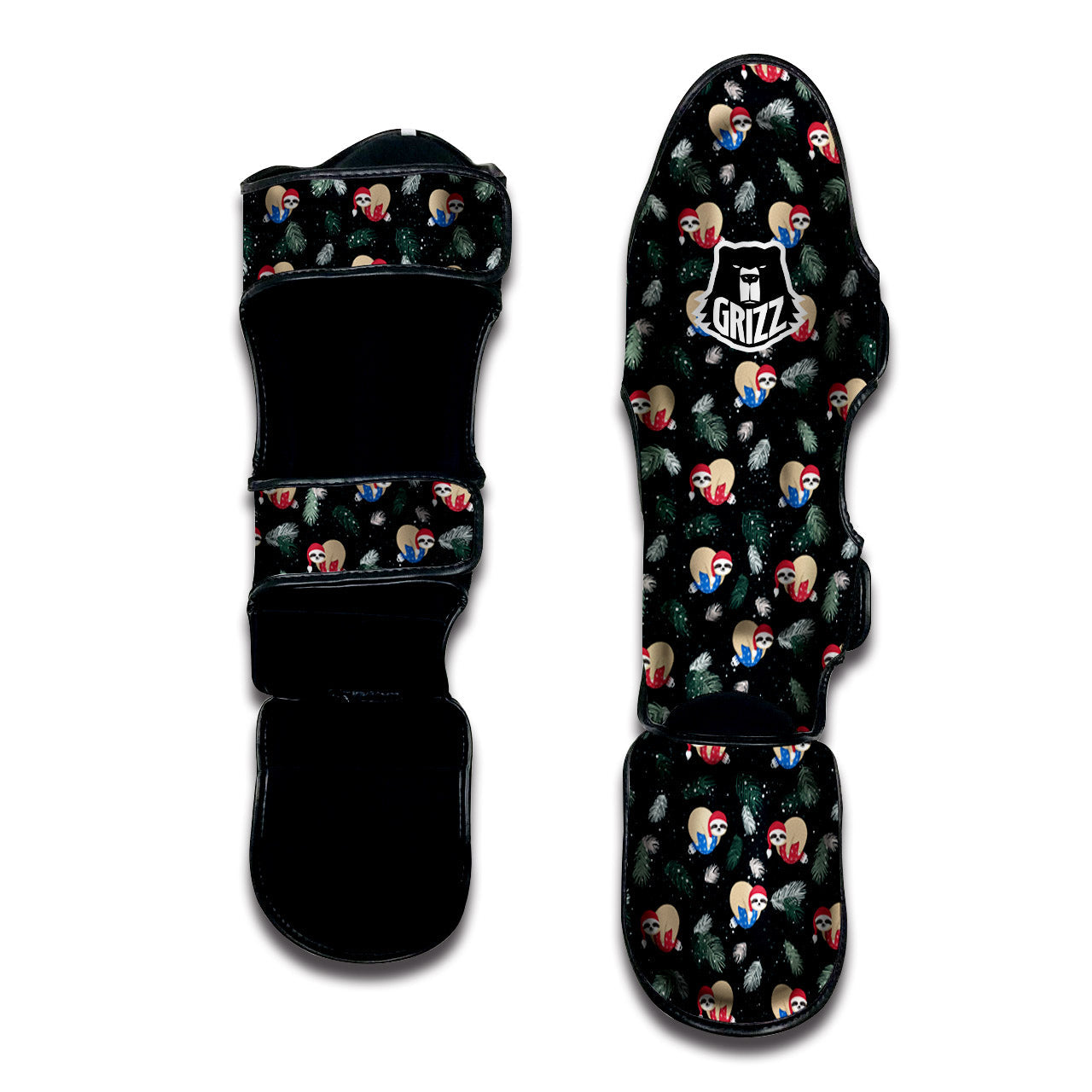 Sloths Sleeping Christmas Print Pattern Muay Thai Shin Guards-grizzshop