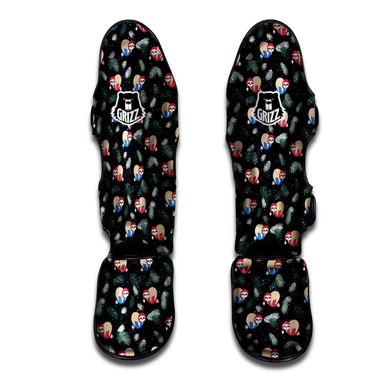 Sloths Sleeping Christmas Print Pattern Muay Thai Shin Guards-grizzshop