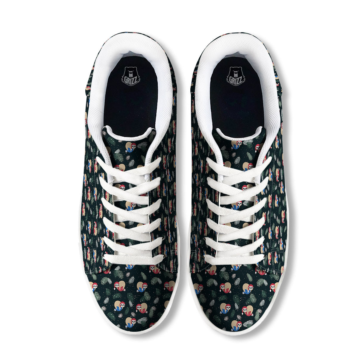 Sloths Sleeping Christmas Print Pattern White Low Top Sneakers-grizzshop