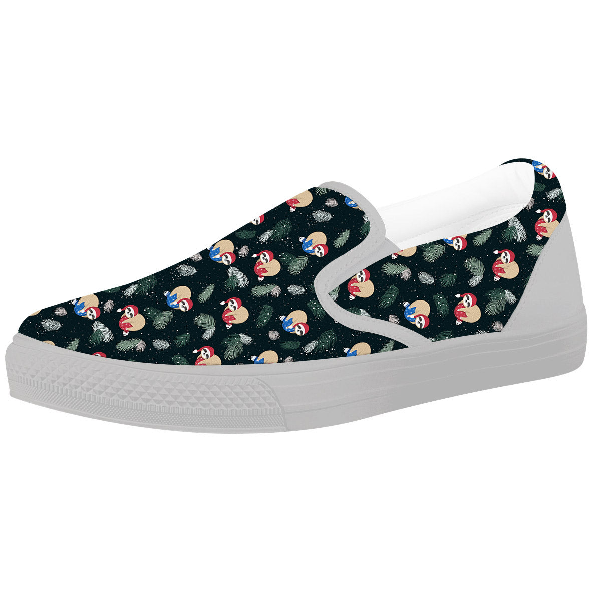 Sloths Sleeping Christmas Print Pattern White Slip On Shoes-grizzshop