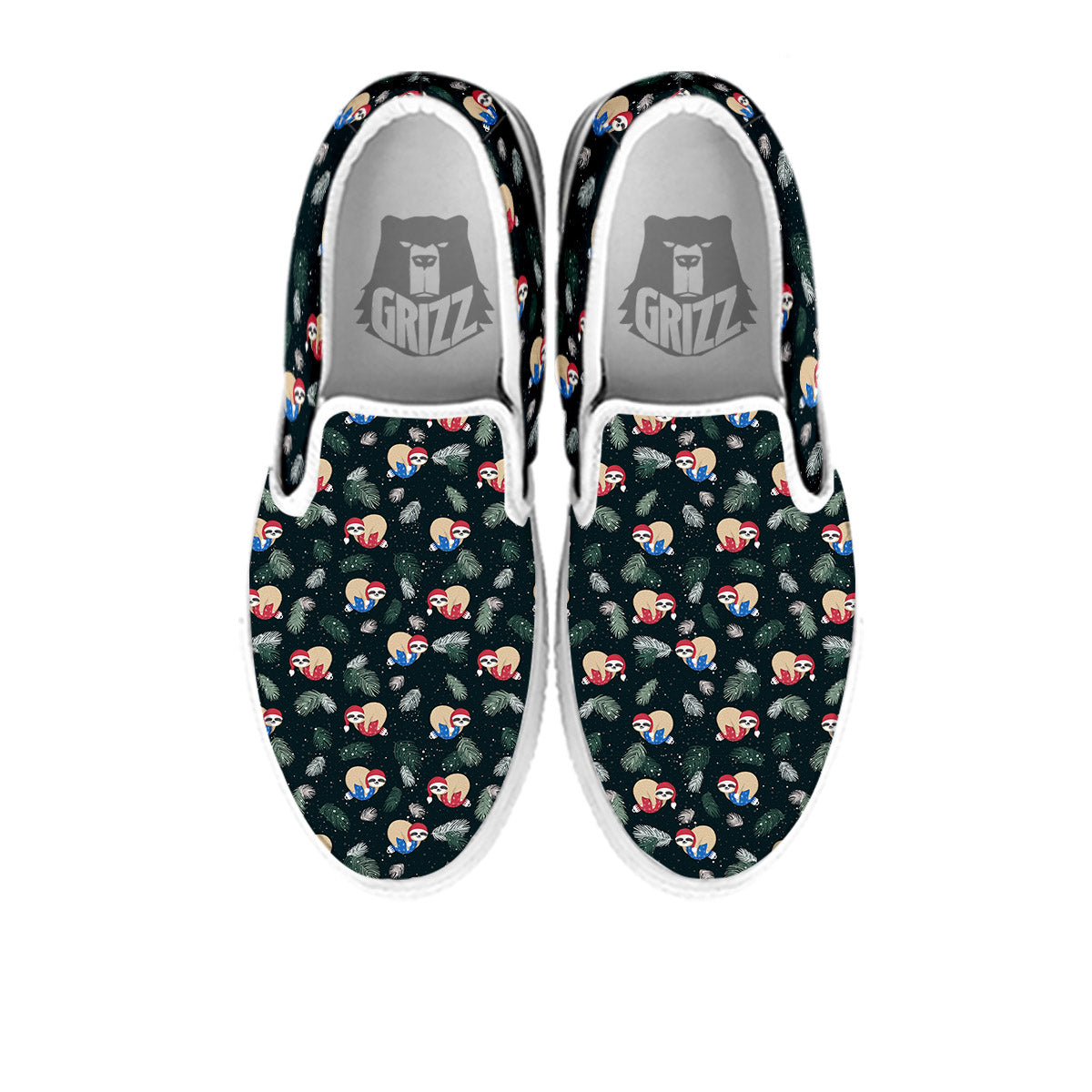 Sloths Sleeping Christmas Print Pattern White Slip On Shoes-grizzshop